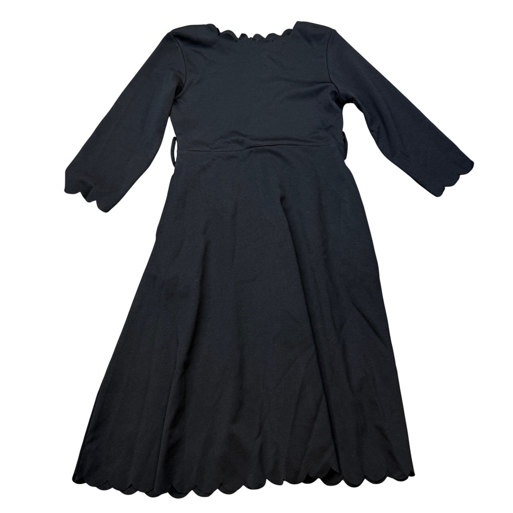 Arshiner Girls 8-9Y Black Scallop Trim A-Line Midi Dresses MISSING BELT
